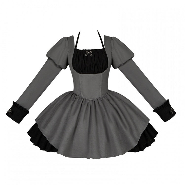 Small Dress Lolita Short and with Maid Black Sleeves Gray Bows Juliette