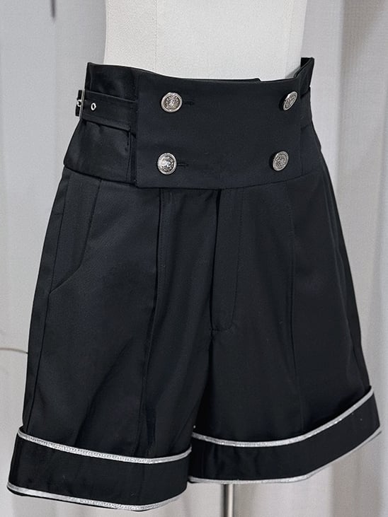 Shorts Straight-leg Black Ouji Waist Lolita High