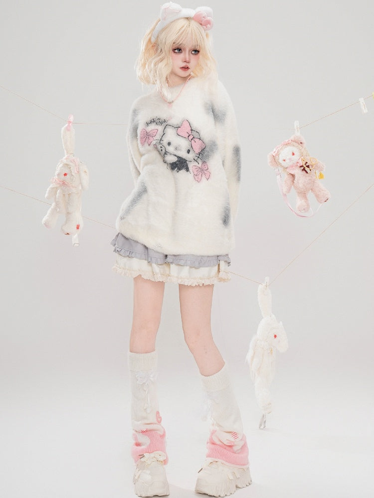 Grey Bowknot Details Tiered Skirt Lace Trim