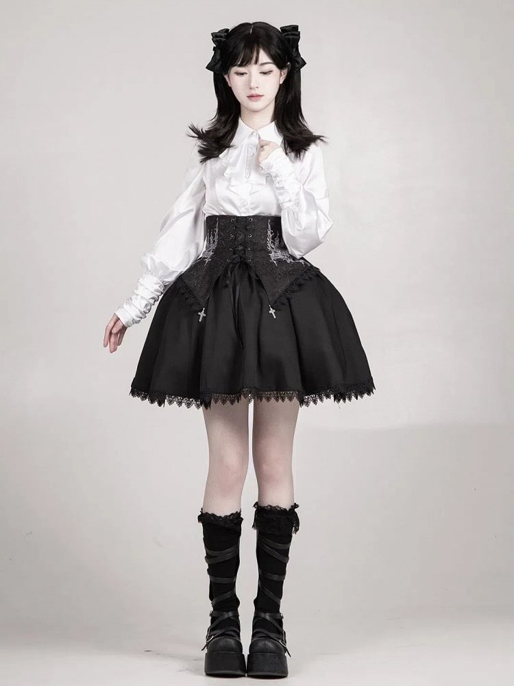 Black Detachable Short with Wast Lolita Bust Straps Gothic Version Skirt High Boned Under