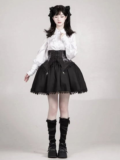 Black Detachable Short with Wast Lolita Bust Straps Gothic Version Skirt High Boned Under