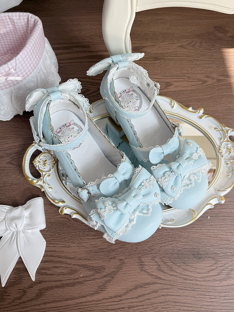 Lolita - Low-heel Janes Bow Sweet Round-Toe 3.5cm Details Mary