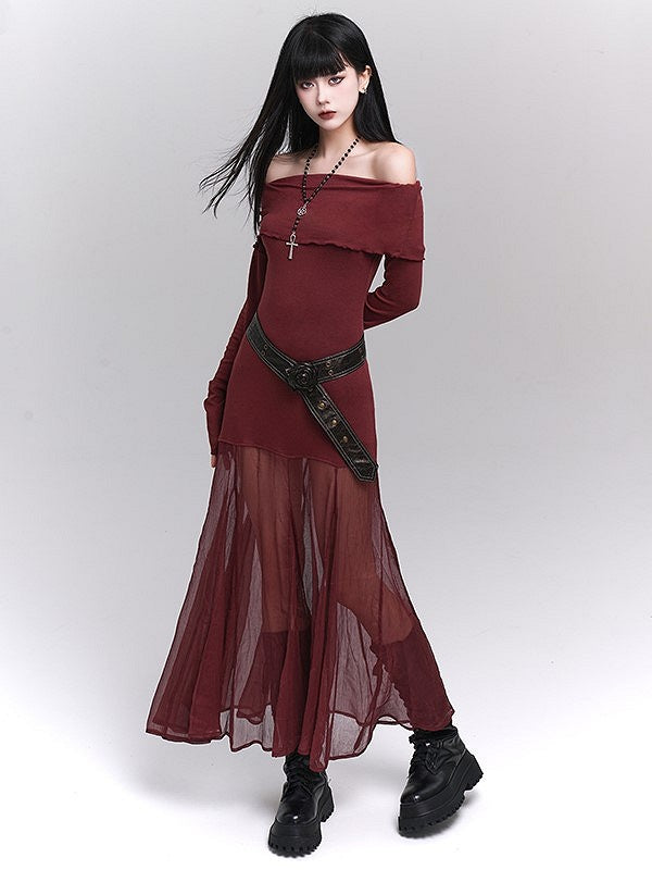 Belt Dark Brown Rose Gothic PU Detail Buckle with Alloy