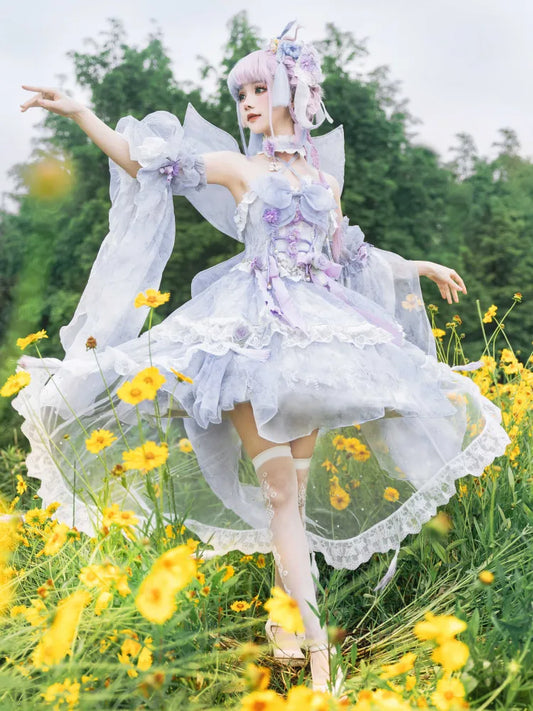 Kleid Fee Set Design Lila Schmetterling JSK Prinzessin Lolita Floral Volle