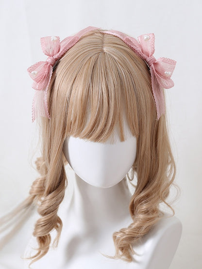 Hairclip Cute Side Lolita Bowknot Pink Multi-Layer
