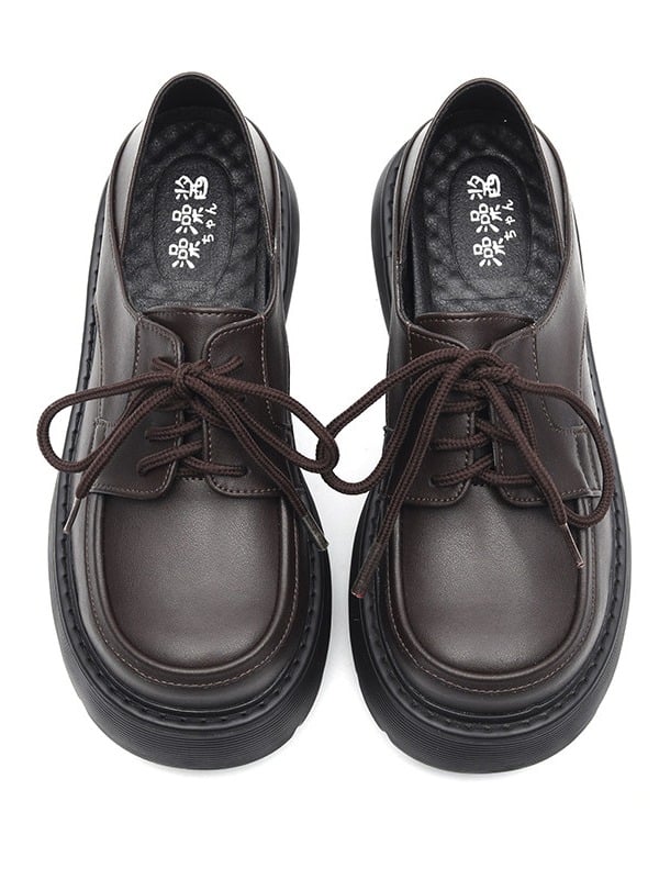 Classic Round Toe Lace-Up School Shoes