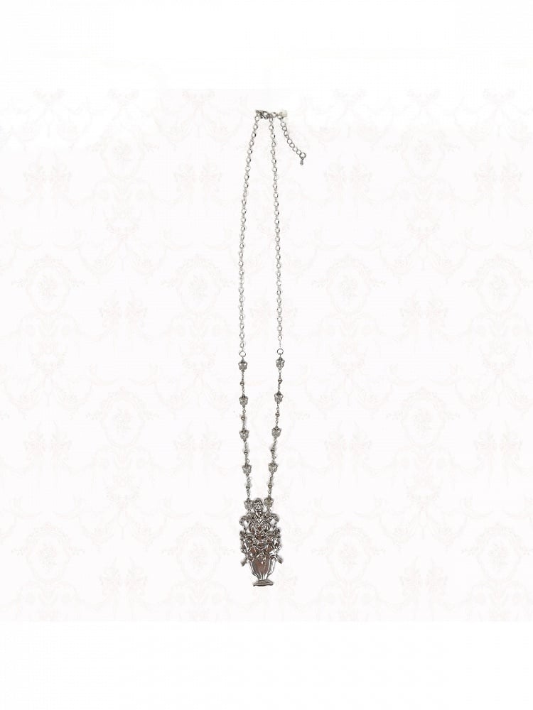 Silver Chain Necklace Featuring Perfume Bottle Charm Pendant - Little Plum