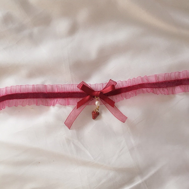 Lolita Strawberry Red Choker Sweet Pendant