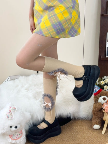 Tights Y2K Nude Bowknot Semi-sheer Pattern