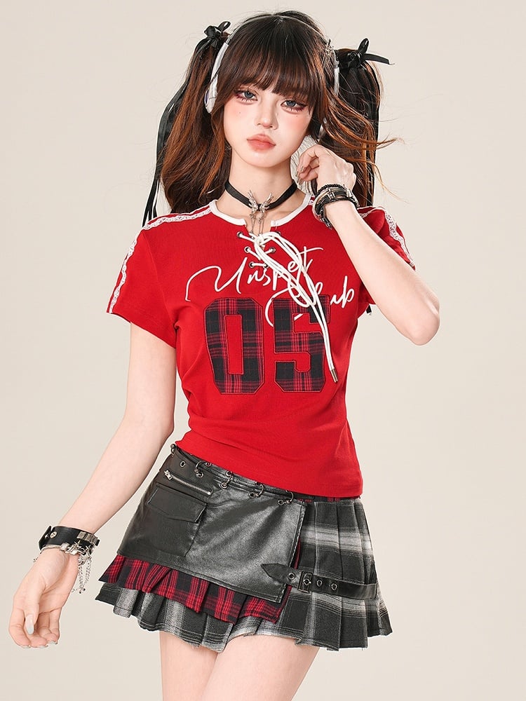 ほろ苦い柄スカート チェック柄 ブラック プリーツ 装飾バックル