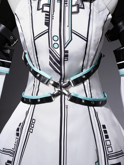 Bunny Sleeves KC Kleid Techwear Neckholder Urban Cyberpunk Weiß + Ohren