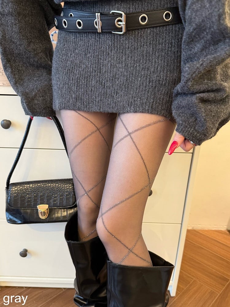 Diamond Pattern Sheer Tights - Xi Shang Mei Shao