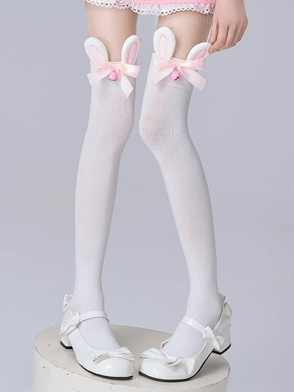 Bell White Ears Decoration Bunny Stockings Cotton Cute with