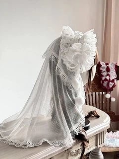 Multi-Color Head (Pom-Pom Lace with Veil Lolita Hairband Accents)