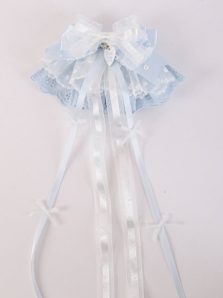 Hairclip Details With Bowknot Lolita Heart Blue Lace Charm