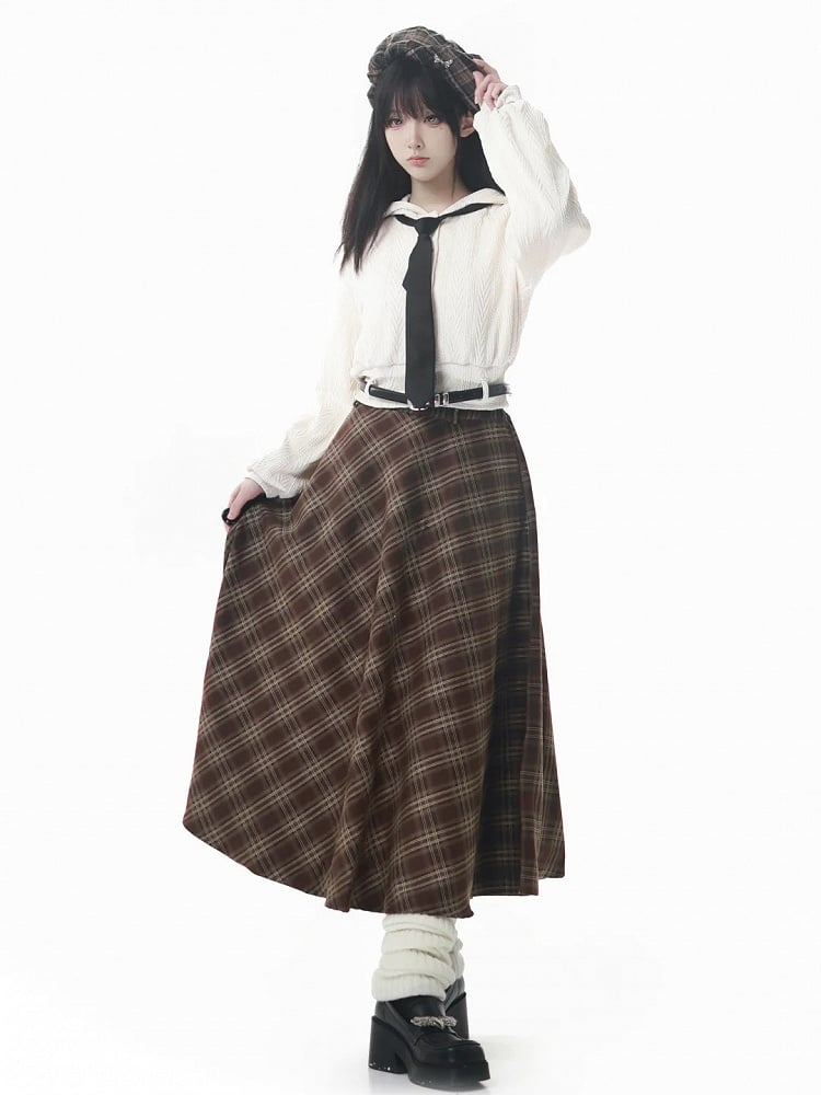 Millard Brown Vintage-Inspired Fashion Tea Length Skirt Plaid