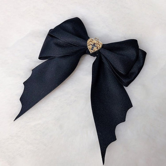 Schwarze Halloween Haarspange mit Schleife