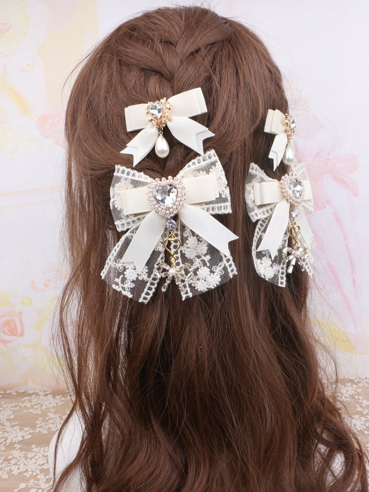 Bowknot Pearl Set Options Charm Hairclips Jirai Bow Kei Color 4