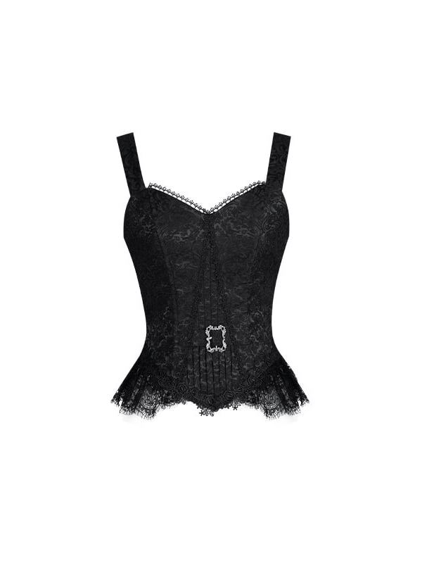 Black V-neck Top Lolita Corset Gothic