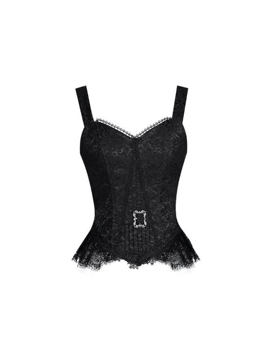 Black V-neck Top Lolita Corset Gothic