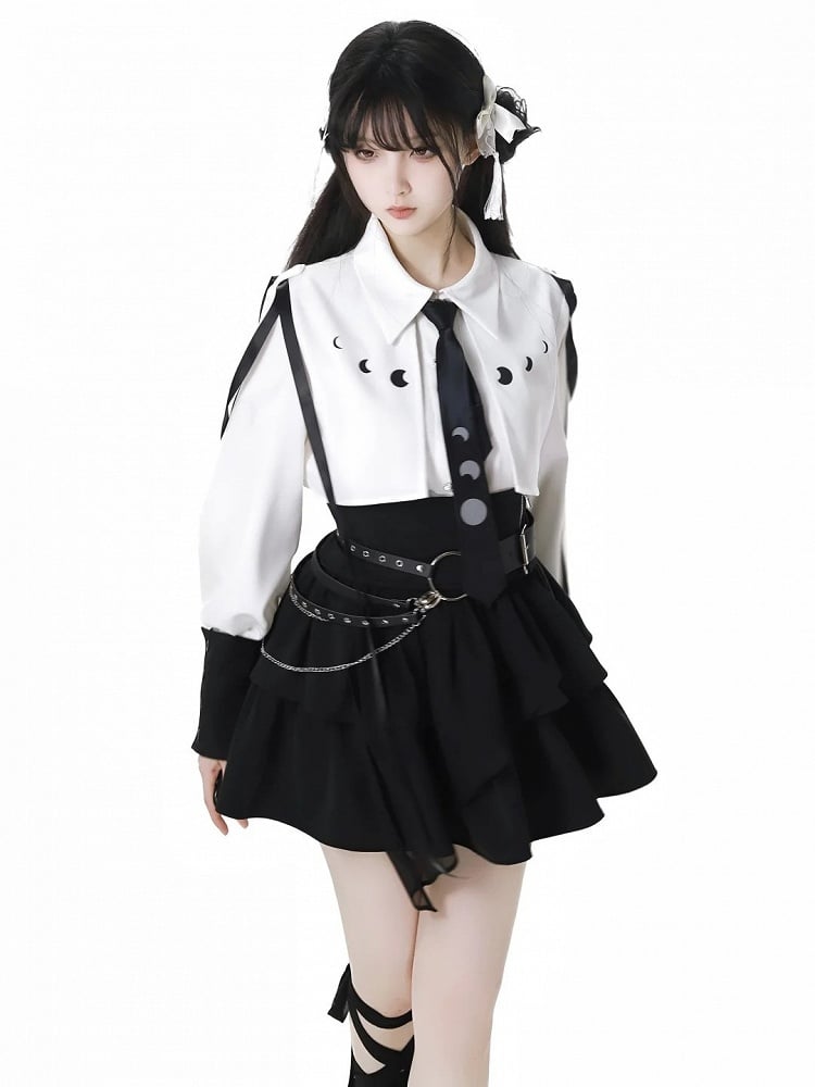 Buckle Chain Black Strap Waist With Belt Overlay Corset