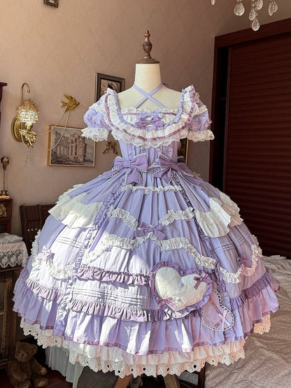Gorgeous Old School Sizes Available Lolita Princess Purple Dress Plus Cotton