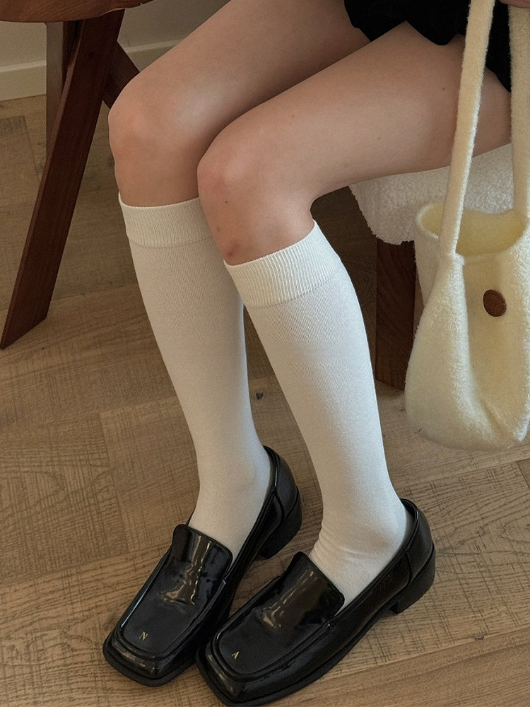 ホワイト/ライトグレー/ダークグレー/ダークレッド/ブラックコットンニーハイストッキング