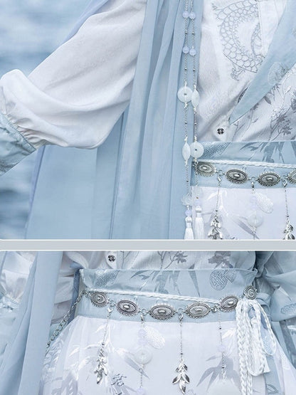 Asymmetrical Neckline Shirt with One-Side Draped Shawl Chinese Style - Han Ru Chu Hanfu &amp; Han-Element Studi