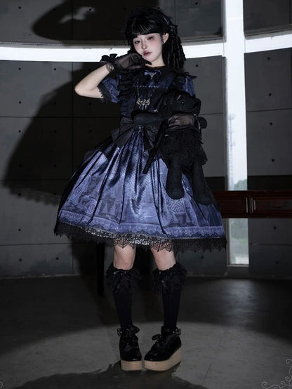 Midnight Rose Cemetery Dress with Overlay - iris de nuit