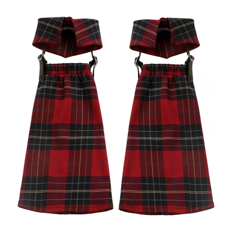 赤と黒のチェック柄レッグウォーマー