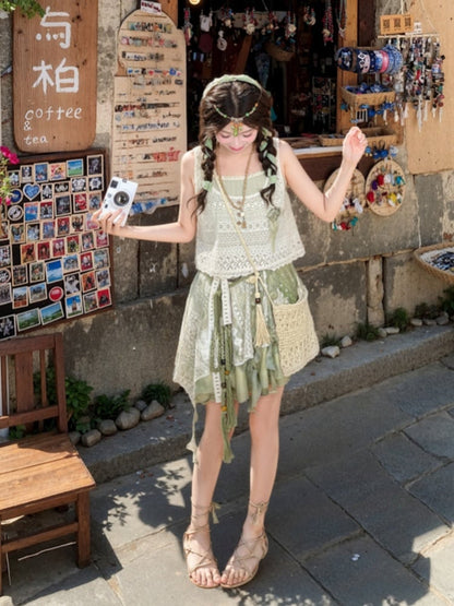 Grünes Neckholder-Camisole