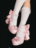 Heels bei High Pink Block Bow Top Plateau poliert