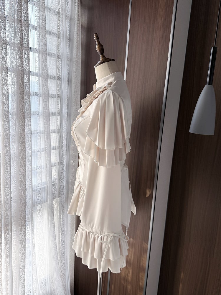 Aristocrat Cascading with Ouji Blouse Ruffle Champagne Lolita Panels Shoulder