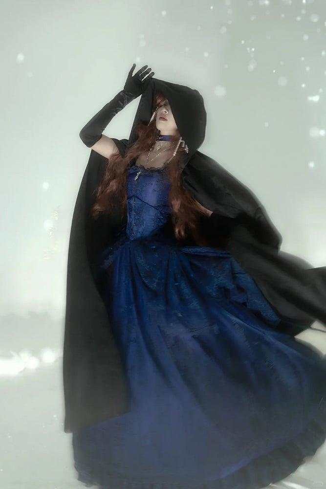 Dark Blue Cathedral Empire Waist Dress Gothic Lolita JSK