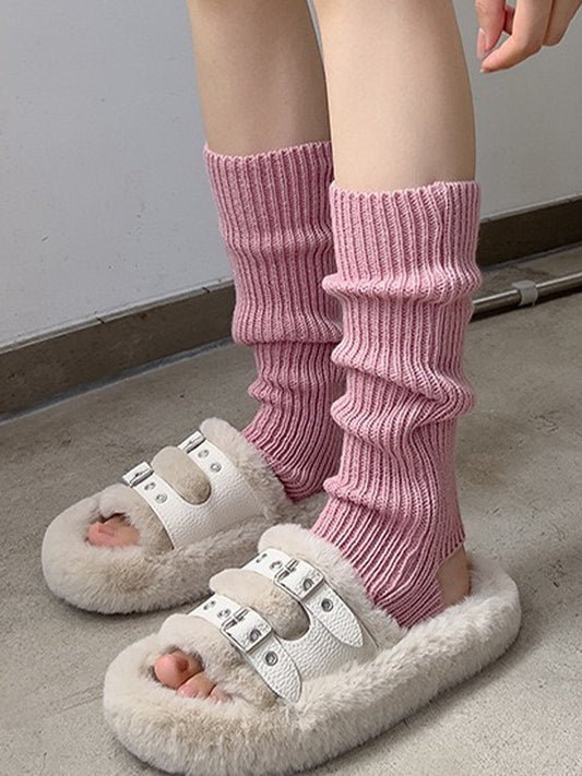 ピンクのロリータニットレッグウォーマー