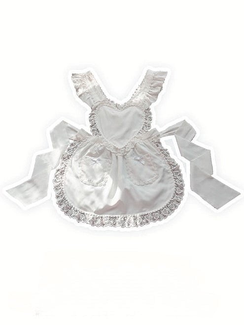 Apron Heart-Shaped Lace-Trimmed White
