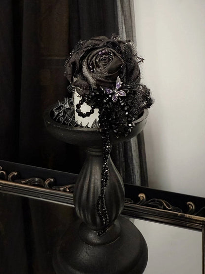 Chain Gothic Flower and Brooch Lolita Bead with Black Butterfly