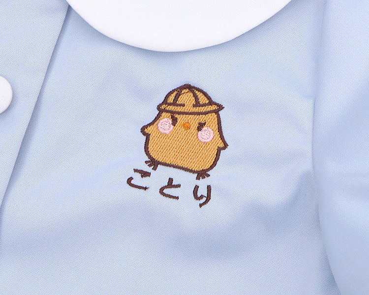 Hellblaues Top mit Puffärmeln und Peter-Pan-Kragen von Little Chicken