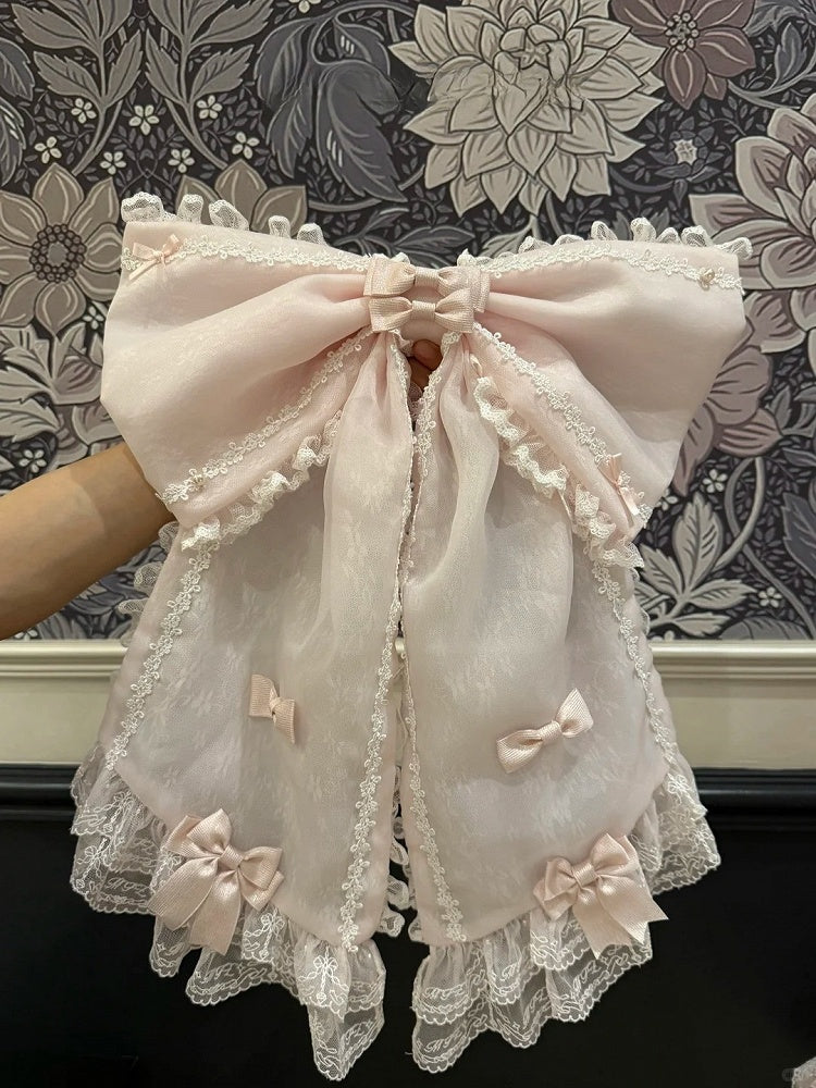 Sweet Pink Bowknot Hem Bear JSK Angel Dress with Decorated Print Lolita