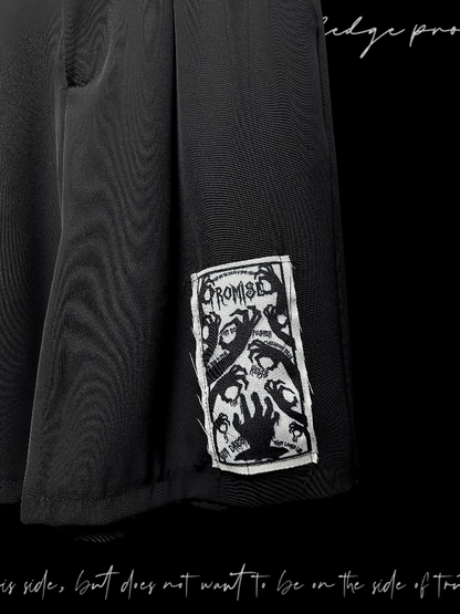 Punk Straight-Leg Shorts Applique Black