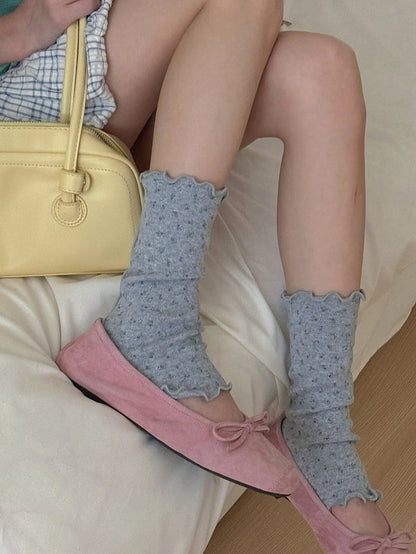 (Multiple Ruffled Floral Footless Leg Soft Ditsy Warmers Colors)