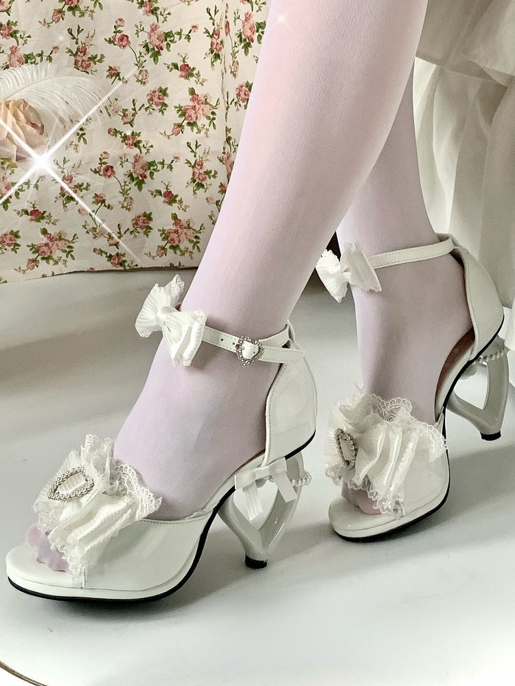 White Slingback - High Princess Style Heels Featuring Design