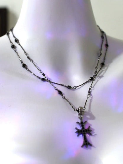 Halskette Charm Schnalle Cyberpunk + Choker Schwarzes Kreuz