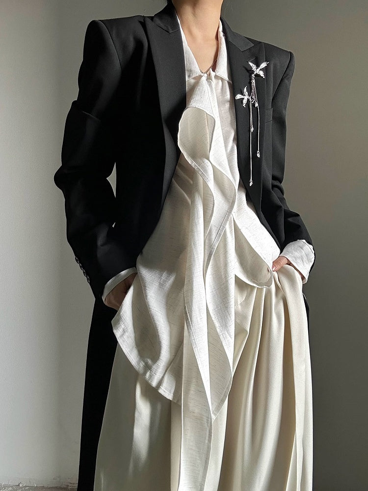 Apricot Lolita Fit Shirt Draping Long Ouji Loose Light Ribbon Retro with