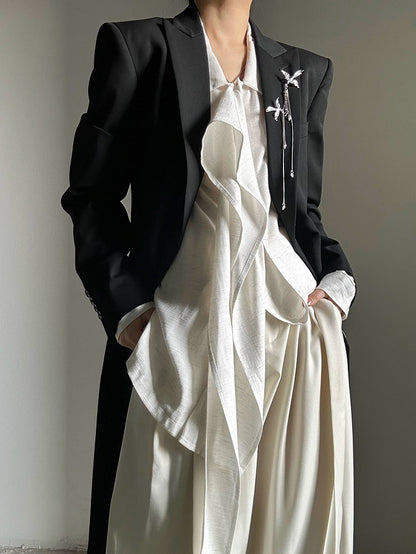 Apricot Lolita Fit Shirt Draping Long Ouji Loose Light Ribbon Retro with