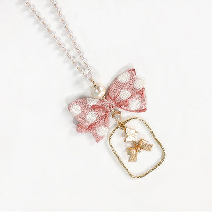 Rosa / Blau / Lila Halskette mit Schleifenanhänger