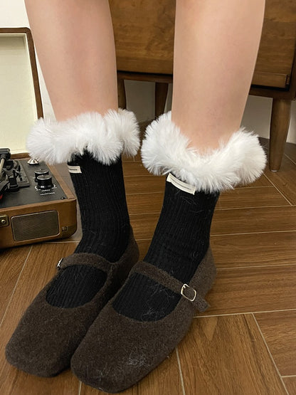 Sweet Plush Trim Calf Socks