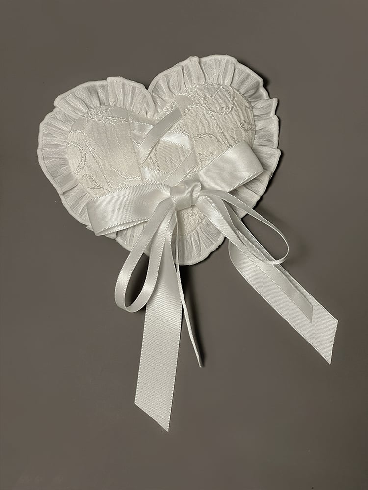 Red White Heart-shpaed Hairclip Black /