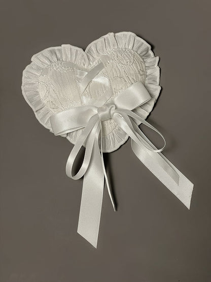 Red White Heart-shpaed Hairclip Black /