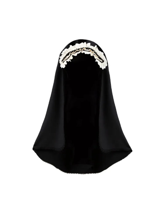 Black and Beige Hairband with Veil